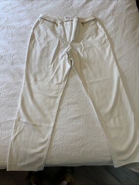 Calvin Klein Cream Dress Chinos with Zip Detail